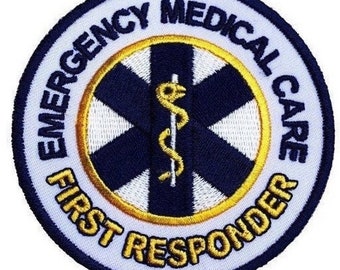 Emergency Medical Care First Responder Patch EMC Embroidered Iron-on or Sew-on Badge DIY Costume, Medic Kit Bag, Backpack, Cap, Gift Patches