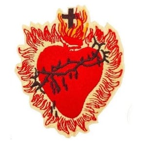 Sacred Heart of Jesus Patch (3.25 Inch) Iron or Sew-on Badge Catholic Church Symbol Christian DIY Costume, Jacket, Backpack, Gift Patches