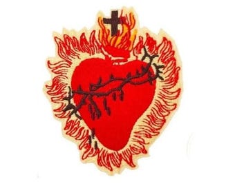 Sacred Heart of Jesus Patch (3.25 Inch) Iron or Sew-on Badge Catholic Church Symbol Christian DIY Costume, Jacket, Backpack, Gift Patches