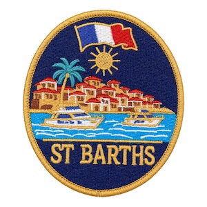 St. Barths-Aufnäher, Yachtabzeichen Saint-Barthélemy, Souvenir mit französischer Flagge für die Karibik, zum Aufbügeln/Aufnähen (8,9 cm)