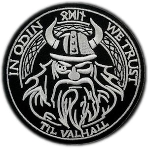 In Odin We Trust Viking Valhalla Patch (3.5 Inch) Embroidered Iron/Sew-on Badge Norse Mythology God-of-War Tactical Crest DIY Gift Patches