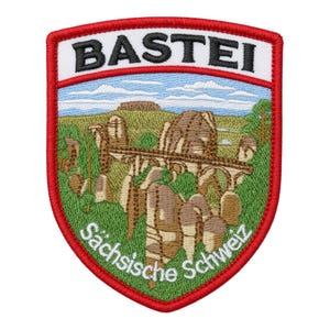 Basteibron Sachsiska Schweiz Tygmärke Stryk-/Sy-på Märke (7,5 cm) Resa Europa Semester Schweiz Tyskland Souvenir Turist Gåva Tygmärken