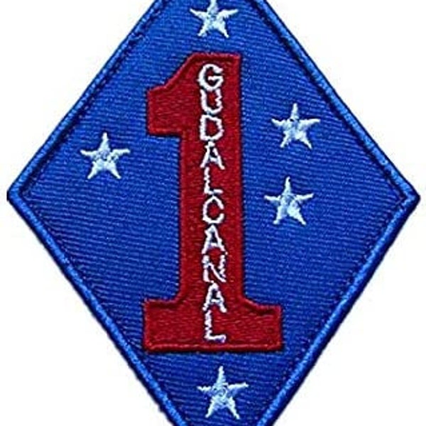 WWII USMC 1st Division Guadalcanal Campaign Patch (3.5”) Squadron US Insignia Crest Emblem Hook + Loop Velkro Badge, Tactical Gift Patches