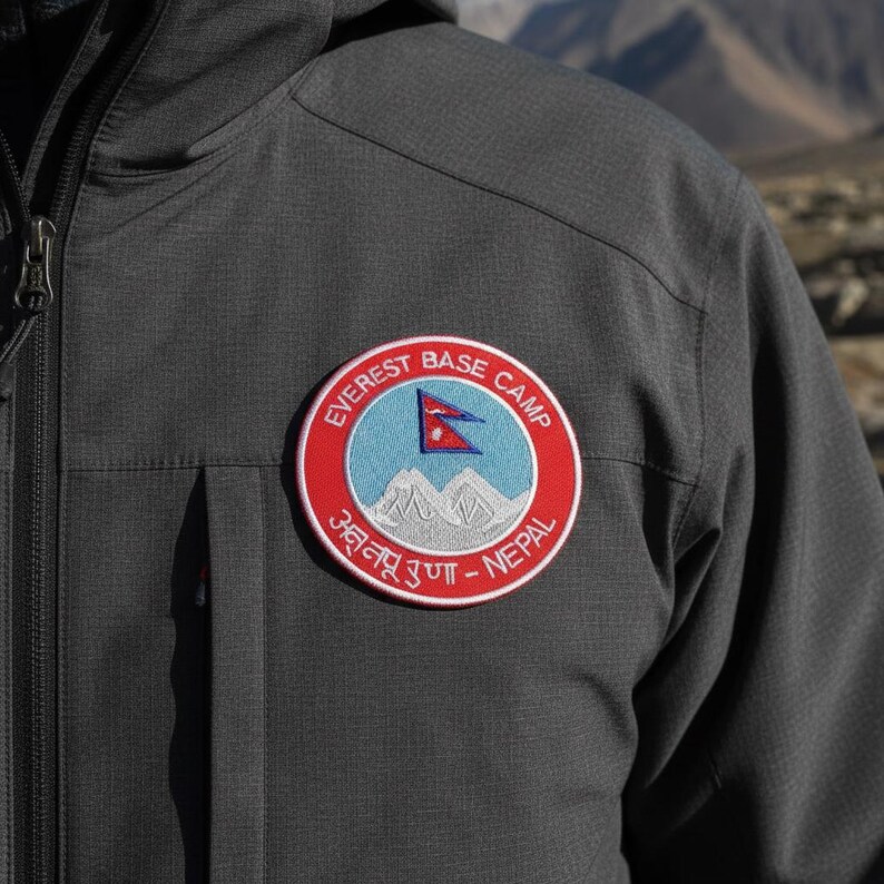 Patch bordado termocolante do acampamento base do Monte Everest, Nepal - Lembrança imagem 3