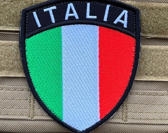Italia Patch (4 Inch) Embroidered Velkro Hook + Loop Italy Badge Italian Morale National Badge Emblem Tactical Morale Patches