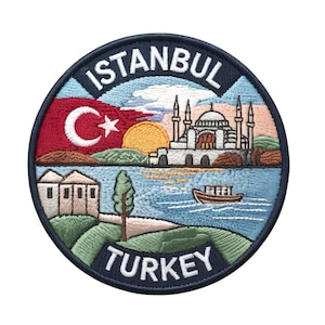 Istanbul Turkiet Tygmärke (3,2 tum) Broderat Stryk-på/Sy-på Märke Turkiet Resesouvenir Emblem Semestervapen Ryggsäck Present Tygmärken