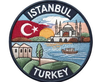 Istanbul Turkey Patch (3.2 Inch) Embroidered Iron-on/Sew-on Badge Turkiye Travel Souvenir Emblem Vacation Crest Backpack Gift Patches