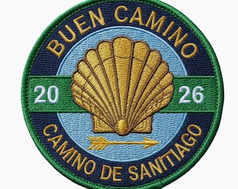 Buen Camino 2026 Patch – Sanitiago Walking Trail Emblem Embroidered Iron-on / Sew-on Badge
