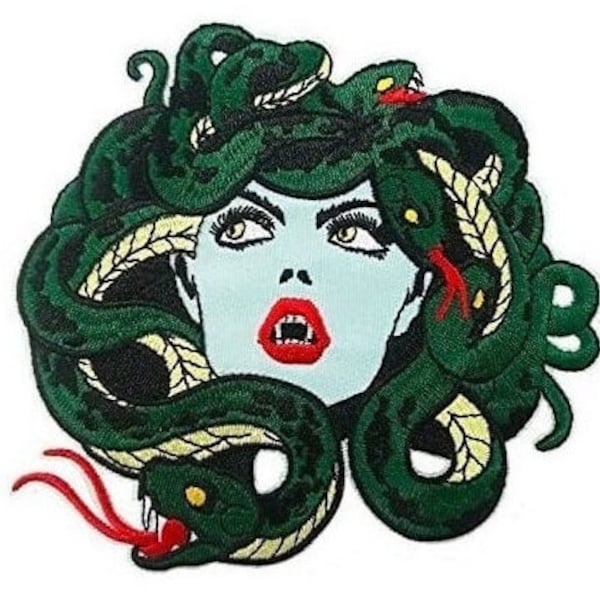 Medusa Patch (5 Inch) Iron/Sew-On Badge Horror Myth Of Olympus Monster Snakes Head Emblem DIY Costume, Backpack, Jacket, Bag, Gift Patches