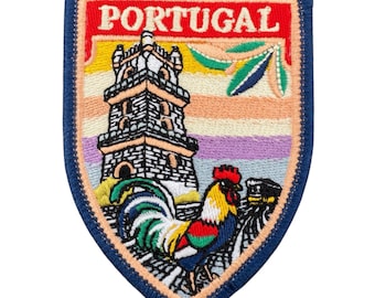 Portugal-patch geborduurde opstrijk-/naaibadge, souvenirembleem Travel Europe (80 mm)
