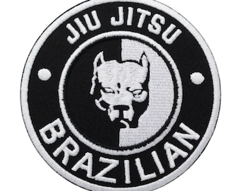 Brazilian Jiu Jitsu Patch Embroidered Pitbull Iron-on/Sew-on Badge BJJ Grappling Kimono Martial Arts Gift Patches