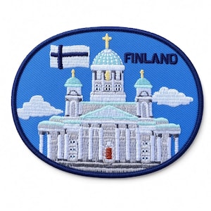 Finland Patch (3 Inch) Embroidered Iron-on or Sew-on Badge Balkan Travel Nordic Vacation Europe Souvenir Shield Tourist Emblem Gift Patches