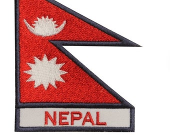 Nepal Flag Patch (3.5 Inch) Embroidered Iron-on Badge Mountain Trek Emblem Backpack Travel Souvenir Crest Himalayas Adventure Gift Patches