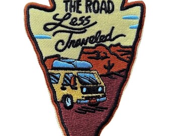 The Road Less Traveled Patch (3.5 Inch) Iron-on or Sew-on Badge Travel Souvenir Emblem Hiking Backpack Van Camping Trek Trails Gift Patches