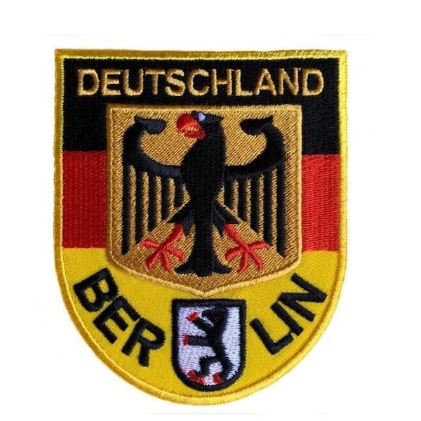 Toppa Deutschland Berlin (3,5 pollici) Distintivo da stirare/cucire Tedesco souvenir da viaggio Germania Insegne Tattiche Airsoft Emblema Stemma Regalo Toppe