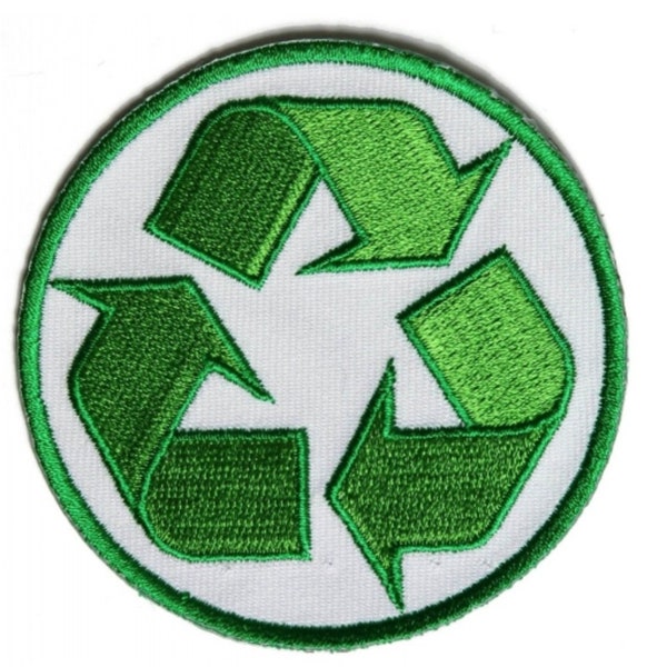 Recycle Patch (3 Inch) Embroidered Iron-on or Sew-on Badge Recycling Green Logo Emblem Crest for Bags, Backpacks, Hats, Jackets Gift Patches