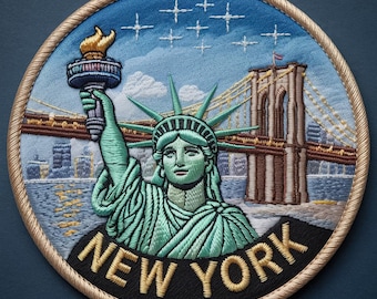 New York Patch Embroidered Iron-on/Sew-on Badge (3 Inch) Travel USA Statue of Liberty Souvenir Emblem Gift Patches