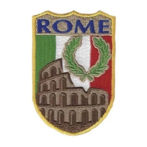 Rome Italy Patch (3 Inch) Iron or Sew-on Badge Travel Europe Appliqué Souvenir Colosseo Colosseum Roma Italia Emblem Crest Gift Patches