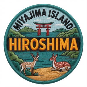 Hiroshima Japan Patch Iron-on/Sew-on Badge (3.5 Inch) Miyajima Island Travel Souvenir Emblem for Backpacks, Hats, Bags, DIY Gift Patches