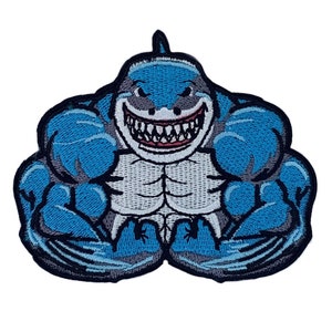 Patch spierhaai (3,4 inch) opstrijkbare/naaibare badge sporttas, vechtsporten, karate, jiu jitsu, judo, MMA, BJJ mat Shark DIY cadeau-patches