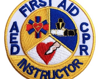 First Aid CPR AED Instructor Patch, Embroidered Iron-on / Sew-on Badge (3 Inch)