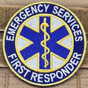 Emergency First-Responder Patch (3 Inch) Embroidered Velkro (Hook + Loop) First Aid Badge Tactical Vest Bag Medic Bag Backpack Cap Patches