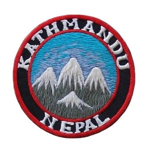 Trekking in Nepal Kathmandu Patch (3.5 Inch) Embroidery Iron-on Badge Mountain Trek Emblem Backpack Travel Souvenir Adventure Gift Patches