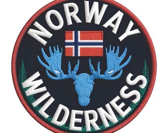 Écusson drapeau Norvège sauvage (3,5 pouces) Badge thermocollant/à coudre Voyage Scandinavie Emblème souvenir Écusson touristique Sac à dos de vacances Écusson cadeau
