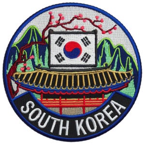 Südkorea Flagge Patch (3,5 Zoll) Gesticktes Aufbügeln / Aufnähen Reisen Asien Urlaub Souvenir Souvenir Tourist Emblem Rucksack DIY Geschenk Patches