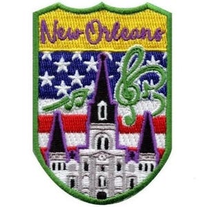 New Orleans Shield Patch (3 Inch) Iron-on Badge Travel USA Souvenir Emblem Perfect for Backpacks, Jackets, Hats, Bags, Crafts, Gift Patches
