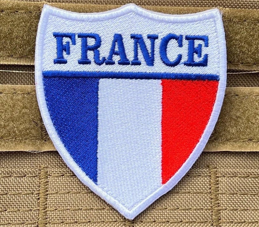 France Flag Patch 3 Embroidered National Badge hook Loop Heraldry Shield  Crest Emblem French Travel Souvenir Top Quality Gift Patches 