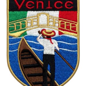 Écusson Venise Italie brodé à repasser/à coudre (3,5 pouces) Écusson souvenir voyage en Europe