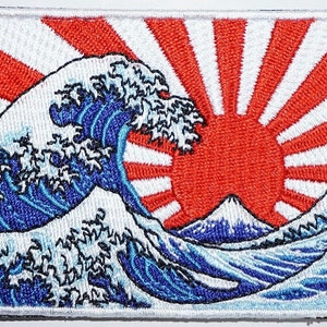 De grote golf van Kanagawa Japan-patch (3,5 inch) klittenband badge reisrugzak Fuji Tokyo op Japanse kunst geïnspireerd embleem geschenkpatches