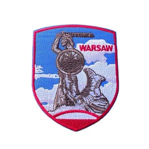 Naszywka Warszawa Polska, haftowana, do naszycia/naszycia (7,5 cm), podróż po Europie, pamiątka z wakacji, emblemat turystyczny, plecak, naszywka prezentowa