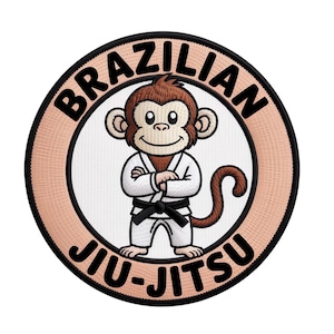 Jiu Jitsu Patch: Gesticktes Bügelbild BJJ Affe Brasilianisches Jiu-Jitsu Emblem