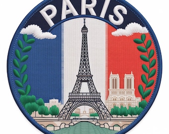 Eiffel Tower Paris France Patch Embroidered Iron/Sew-on Badge Travel Souvenir (3.5 Inch)