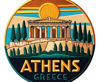 Athens Greece Patch (3.5 Inch) Embroidered Iron-on/Sew-on Badge Greek Island Travel Souvenir Tourist Emblem DIY Backpack Gift Patches