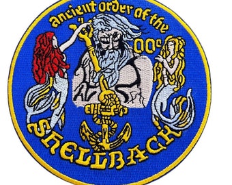 Ancient Order of the Shellback Patch (4.5 Inch) Embroidery Iron-on or Sew-on Badge American Neptune Crossing Insignia Crest Sigil Costume