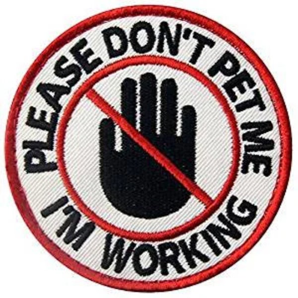 Please Don't Pet Me Patch (3.5 Inch) Embroidered Iron or Sew-on Badge Dog K-9 K9 Working Animal Harness Patches