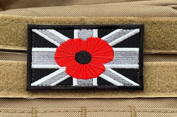 UK British Union Jack Black White Patch Adge Emrboidered Airsoft