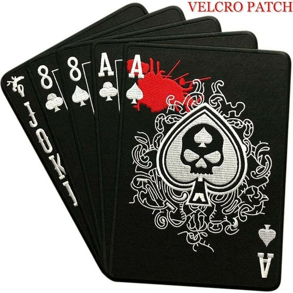 Ace of Spades Grim Reaper Death Card Patch (4 Inch) Embroidery Hook and Loop Velkro Badge Aces Poker Tactical Morale Airsoft Gift Patches