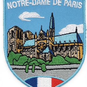 Notre Dame de Paris vlagpatch (7,6 cm) geborduurde strijk-/naaibadge reis Europa vakantie Frankrijk souvenir toeristisch embleem cadeau patches