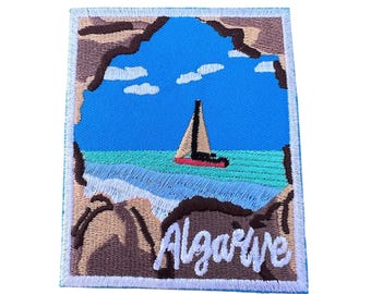 Patch Algarve Portugal (3,5 inch) geborduurde opstrijk-/naaibadge Reizen Europa Souvenir Vakantie-embleem Bagage, rugzak, cadeaupatches