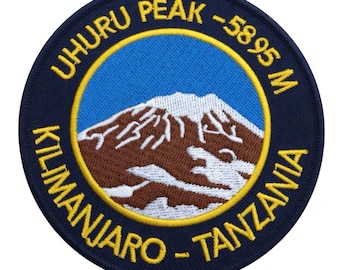 Mount Kilimanjaro Patch Uhuru Peak Tanzania Iron/Sew-on Badge (3.5 Inch) Africa Trek Mountaineering Summit Emblem Souvenir Gift Patches