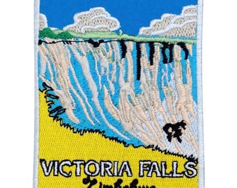 Victoria Falls Zimbabwe Patch (3.5 Inch) Iron-on/Sew-on Badge Travel Souvenir Waterfall Emblem Backpack, Jacket, Hat, Bag, DIY Gift Patches