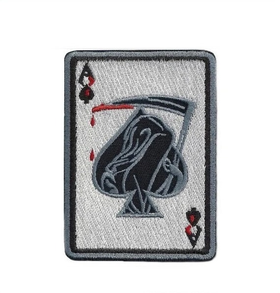 Ace of Spades Grim Reaper Death Card Patch (3.5 Inch) Embroidered 