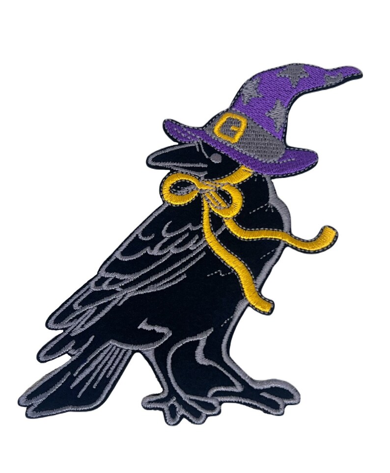 Magic Raven Patch (6 Inch) Large Black Velvet Embroidery Iron or Sew-on Badge Applique Merlin Costume Witch Cosplay Cloak Robe Gift Patches 画像 2