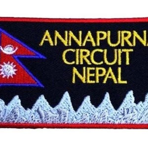 Toppa con stemma ricamato da stirare/cucire, circuito Annapurna Nepal (3,5 pollici), stemma da applique, emblema Asia Trek Mountain Climbing Souvenir Crest Patch