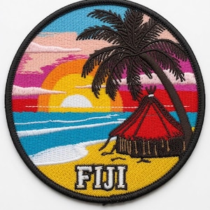 Fiji Patch Embroidered Iron-on/Sew-on Badge (3.5 Inch) Travel Island Vacation Souvenir Tourist Emblem Gift Patches