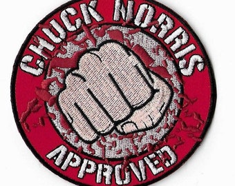 Chuck Norris Approved Tribute Patch (3,5 Zoll) Aufnäher zum Aufbügeln oder Aufnähen Blut Faust inspiriert Kung Fu Kimono Rucksack Jacke Geschenk Aufnäher